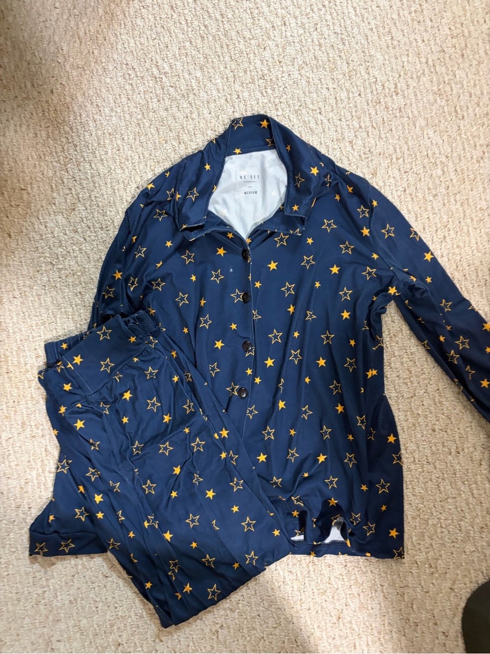 Women’s Navy Star-Print Pajama Set - Luxe Cotton